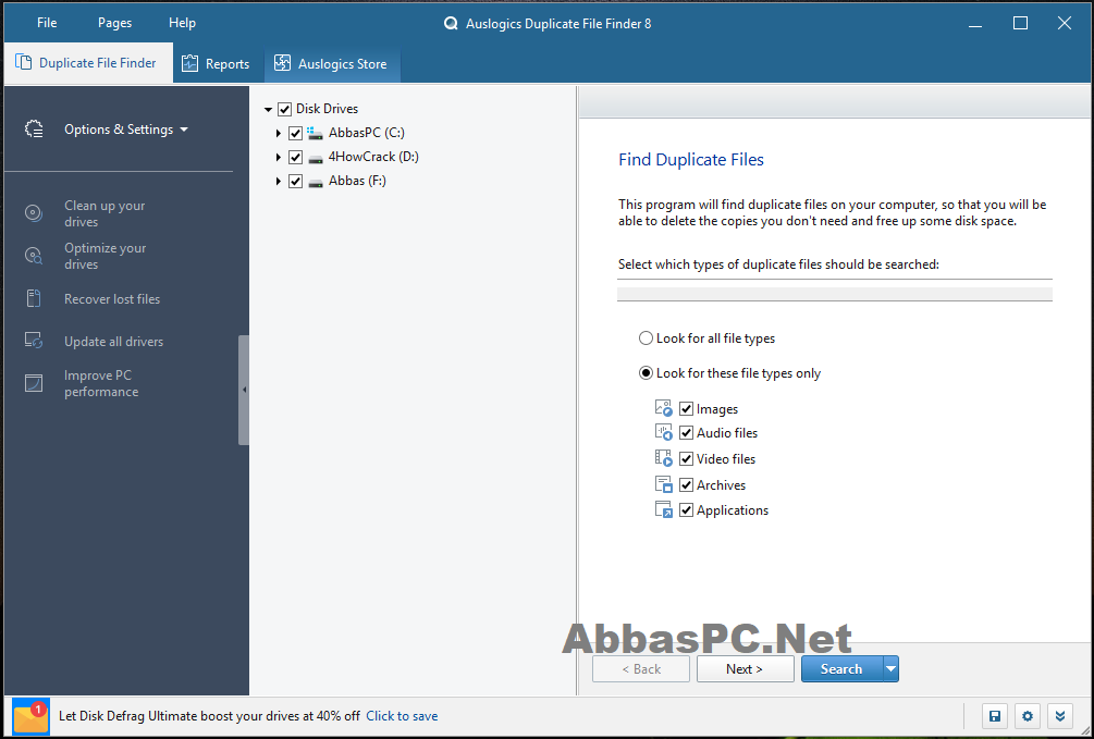 Auslogics Duplicate File Finder Free for Windows Auslogics Duplicate File Finder Free for Windows
