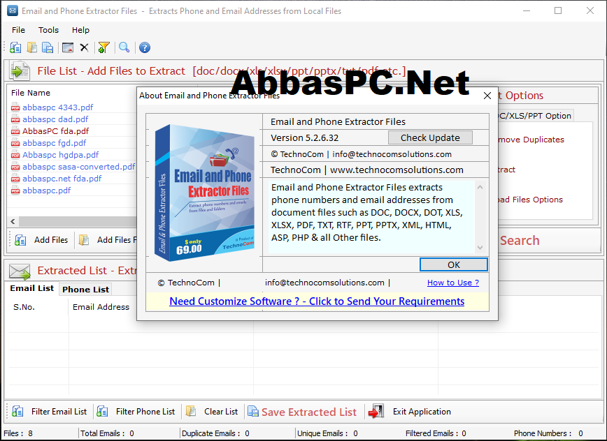 TechnoCom Email and Phone Extractor Files Activation Key