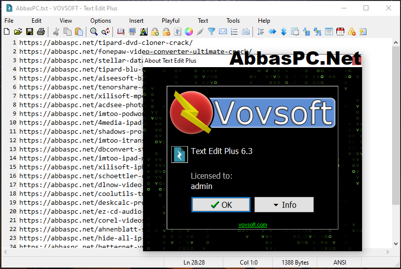 VovSoft Text Edit Plus License Key VovSoft Text Edit Plus License Key